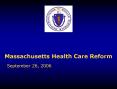 Massachusetts Health Care Reform