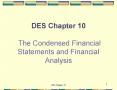 DES Chapter 10 The Condensed Financial Statements and Financial Analysis