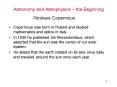 Astronomy and Astrophysics the Beginning