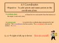 4.1 Coordinates Objective: To plot points and name points in the coordinate plane.