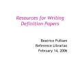 Resources for Writing Definition Papers