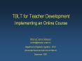 TBLT for Teacher Development Implementing an Online Course