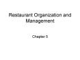 Restaurant Organization and Management
