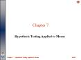 Hypothesis Testing Applied to Means