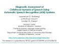 Diagnostic Assessment of Childhood Apraxia of Speech Using Automatic Speech Recognition ASR Systems