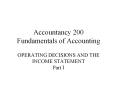 Accountancy 200 Fundamentals of Accounting