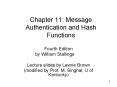 Chapter 11: Message Authentication and Hash Functions