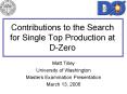 Contributions to the Search for Single Top Production at DZero