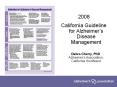 California Guideline for Alzheimers Disease Management