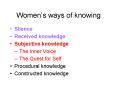 Womens ways of knowing