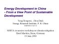 Energy Development in China From a View Point of Sustainable Development