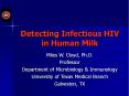 Detecting Infectious HIV in Human Milk