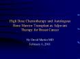 High Dose Chemotherapy and Autologous Bone Marrow Transplant as Adjuvant Therapy for Breast Cancer