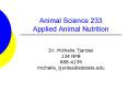 Animal Science 233 Applied Animal Nutrition