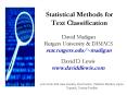 Statistical Methods for Text Classification