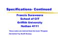 Specifications Continued