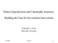 Market Imperfections and Catastrophe Insurance: Building the Case for Government Intervention