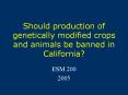 Should production of genetically modified crops and animals be banned in California