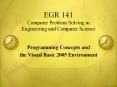 EGR 141 Computer Problem Solving in Engineering and Computer Science