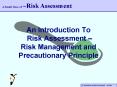 An Introduction To Risk Assessment Risk Management and Precautionary Principle
