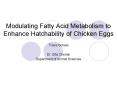 Modulating Fatty Acid Metabolism to Enhance Hatchability of Chicken Eggs