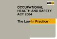 OCCUPATIONAL HEALTH AND SAFETY ACT 2004 The Law In Practice