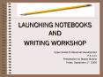 LAUNCHING NOTEBOOKS AND WRITING WORKSHOP