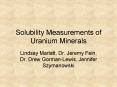 Solubility Measurements of Uranium Minerals