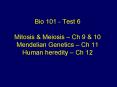 Bio 101 Test 6 Mitosis
