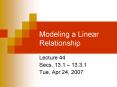 Modeling a Linear Relationship