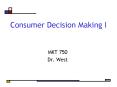 Consumer Decision Making I
