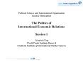 Political Science and International Organization Licence 3me anne The Politics of International Econ