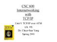 CSC 600 Internetworking with TCPIP