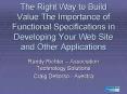 The Right Way to Build Value The Importance of Functional Specifications in Developing Your Web Site