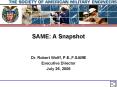 SAME: A Snapshot