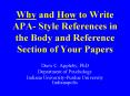 Why and How to Write APA Style References in the Body and Reference Section of Your Papers