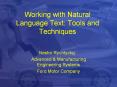 Working with Natural Language Text: Tools and Techniques