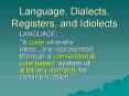 Language, Dialects, Registers, and Idiolects