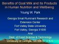 Benefits of Goat Milk and Its Products in Human Nutrition and Wellbeing