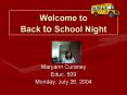 Welcome to Back to School Night