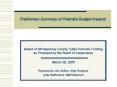 Preliminary Summary of Potential Budget Impacts