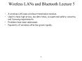 Wireless LANs and Bluetooth Lecture 5