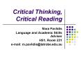 Critical Thinking, Critical Reading