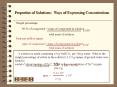Properties of Solutions: Ways of Expressing Concentrations