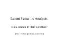 Latent Semantic Analysis: