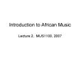 Introduction to African Music