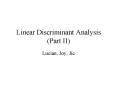 Linear Discriminant Analysis Part II