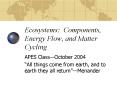 Ecosystems: Components, Energy Flow, and Matter Cycling