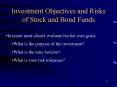 Investment Objectives and Risks of Stock and Bond Funds