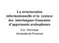 La structuration informationnelle et la syntaxe des interlangues franaises dapprenants arabophones